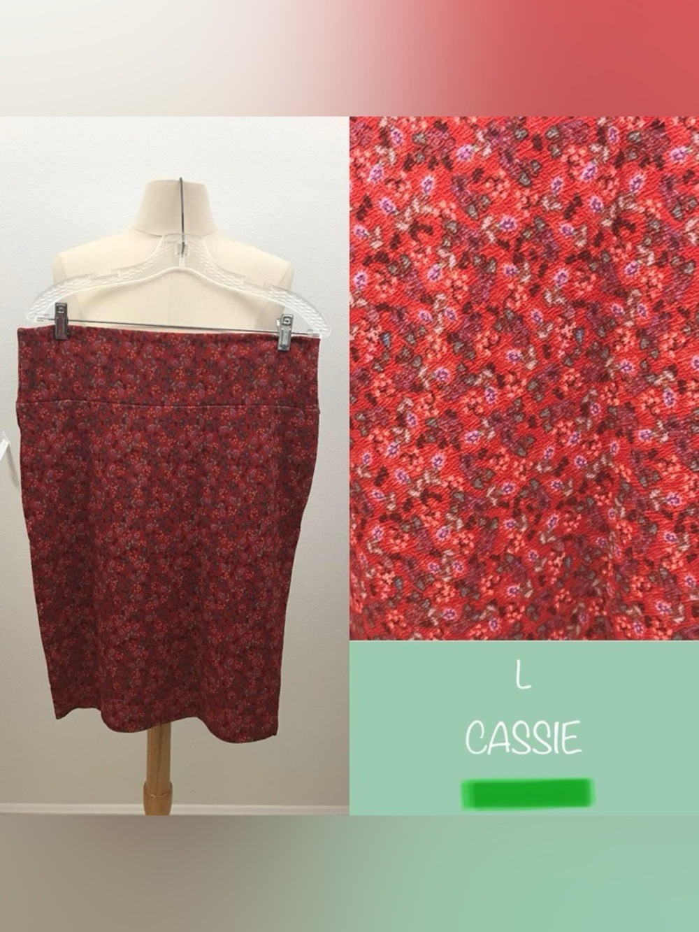 Cassie Red Floral Pencil Skirt - Women's